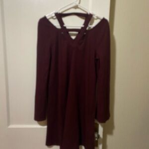 Burgundy Ribbed Dress